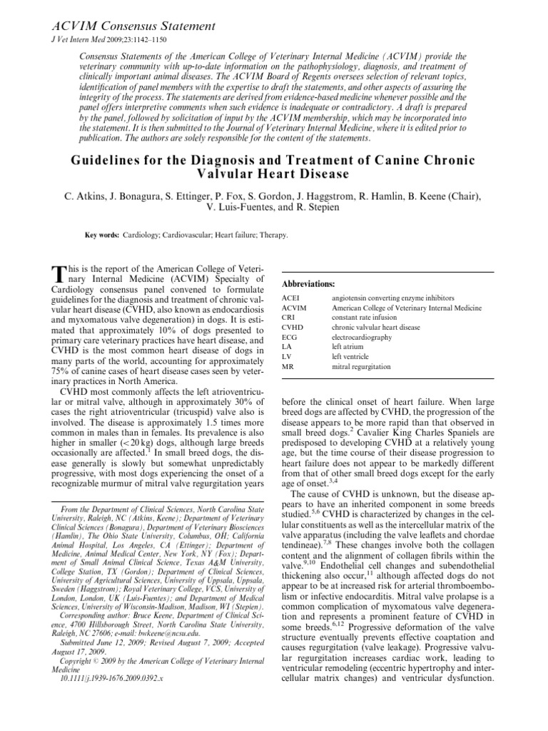 Canine Chronic Valvular Heart Disease Guidelines | PDF | Heart Failure ...