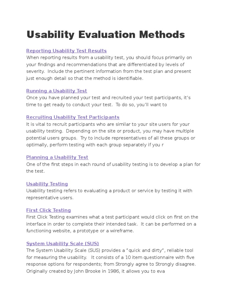 Usability Evaluation Techniques Overview | PDF | Usability | Focus Group