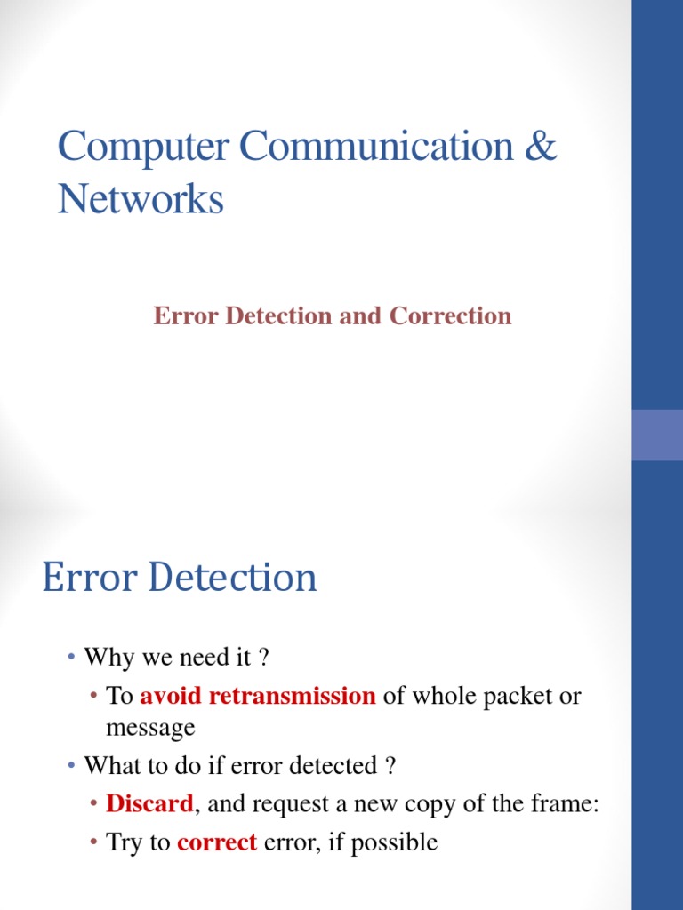 Error Detection and Correction PDF Error Detection And Correction