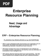 Enterprise Resource Planning: Need, Usage and Advantage