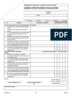 Training Effectiveness Evaluation: Trainee's Evaluation (To Be Conducted Right After The Training)