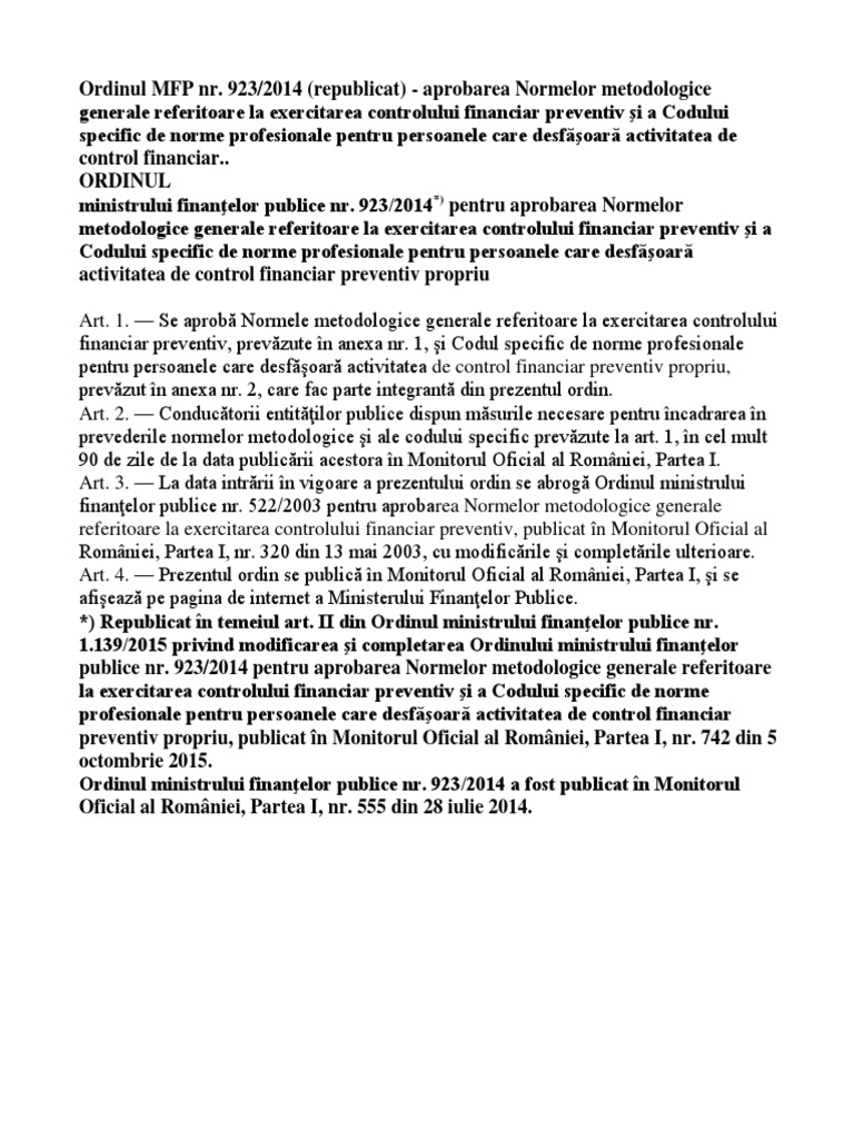 Ordinul Mfp Nr