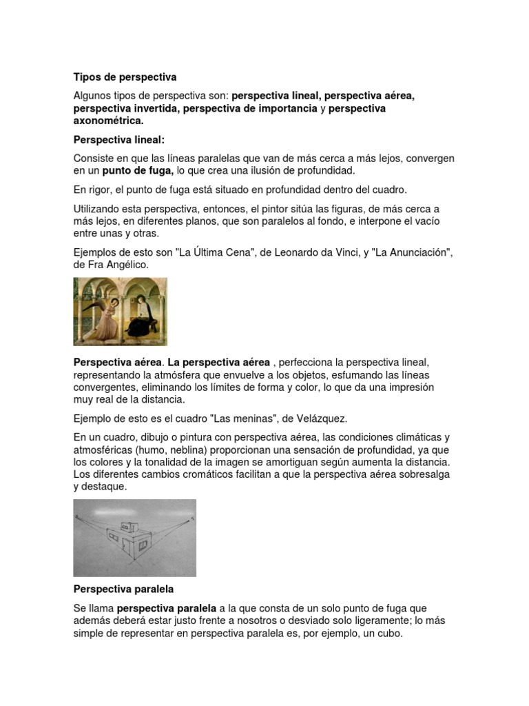 Tipos de Perspectiva en Dibujo y Arte | PDF | Perspectiva (Gráfica ...