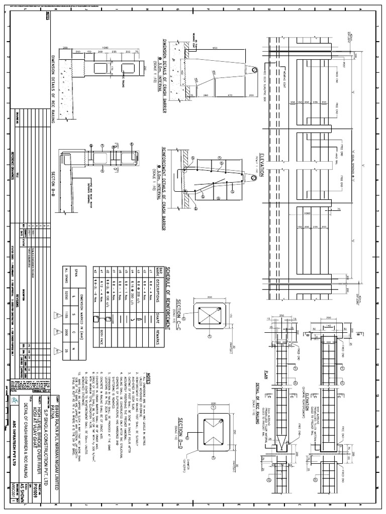 Misc001-r1-Mb-Details of Crash Barrier & RCC Railing | PDF | Road ...