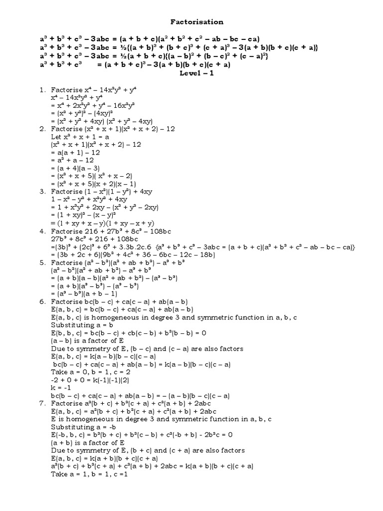 Advanced Algebraic Factorization Techniques | PDF | Symmetry ...