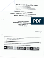 Procedura Cercetare Disciplinara Muzeul Municipiului Bucuresti PDF