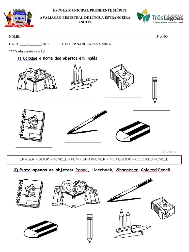 3º Bimestre Prova 3º Ano Ju Inglês | PDF