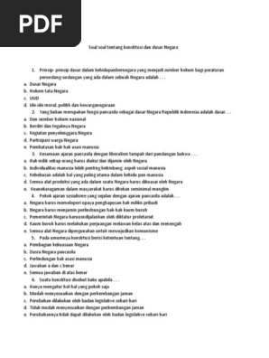 Soal Soal Tentang Konstitusi Dan Dasar Negara