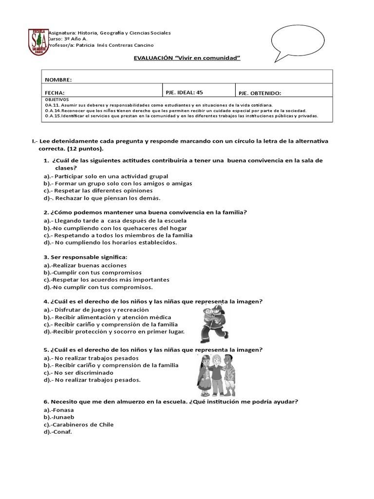 PRUEBA Vivir en Comunidad | PDF | Familia