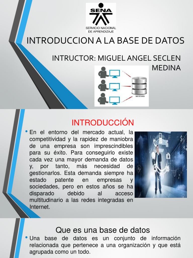 Presentacion Introduccion a La Base de Datos | Bases de datos | Datos ...