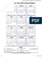 Year 2019 Calendar - United States