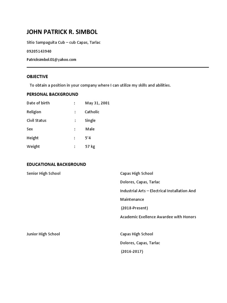 John Patrick R. Simbol Resume | PDF