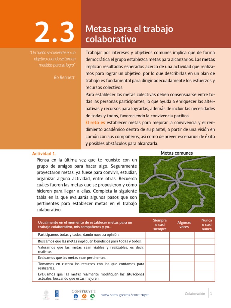 Metas Colectivas en Colaboración | PDF | Sicología