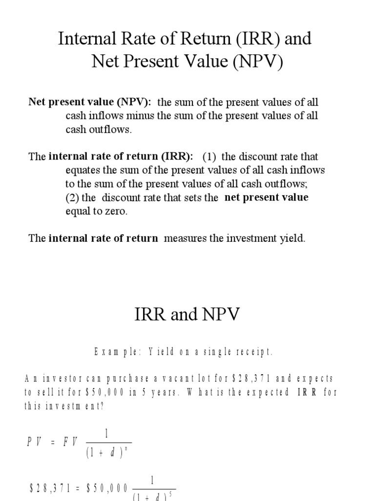 IRR and NPV Analysis Guide | PDF | Net Present Value | Investing
