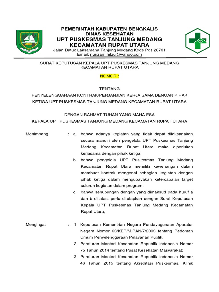 Contoh Sk Kepala Puskesmas Tentang Struktur Organisasi Perusahaan