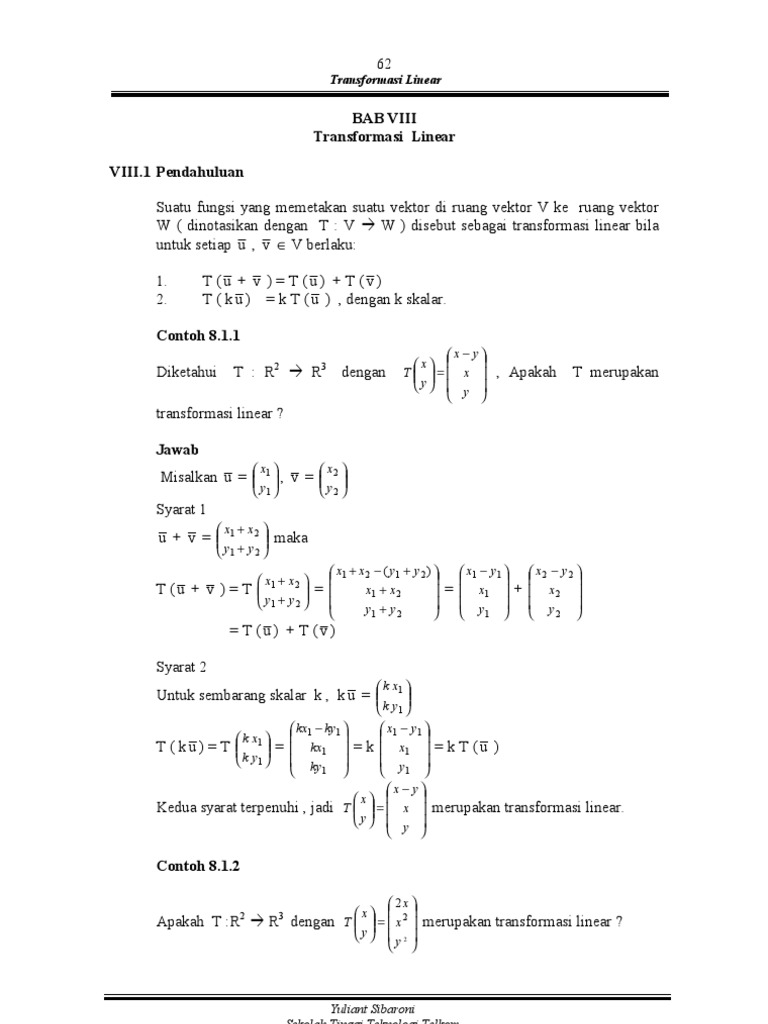 Bab Viii Transformasi Linear