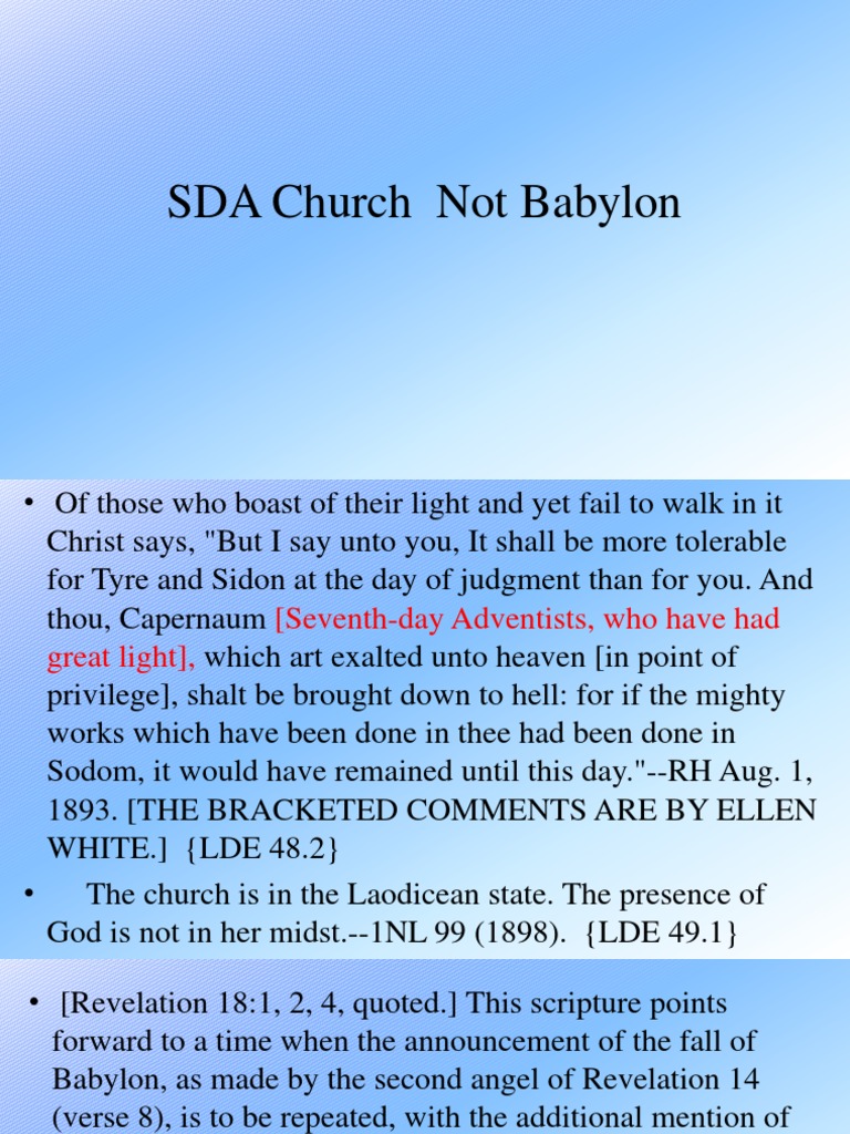 SDA Babylon | PDF | Religious Faiths | Religious Belief And Doctrine