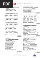 Elementary Progress Test Units 7-9A: Listening Vocabulary and Grammar