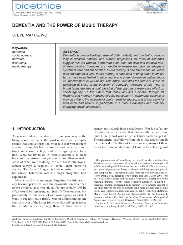 Dementia and The Power of Music Therapy | PDF | Dementia | Caregiver