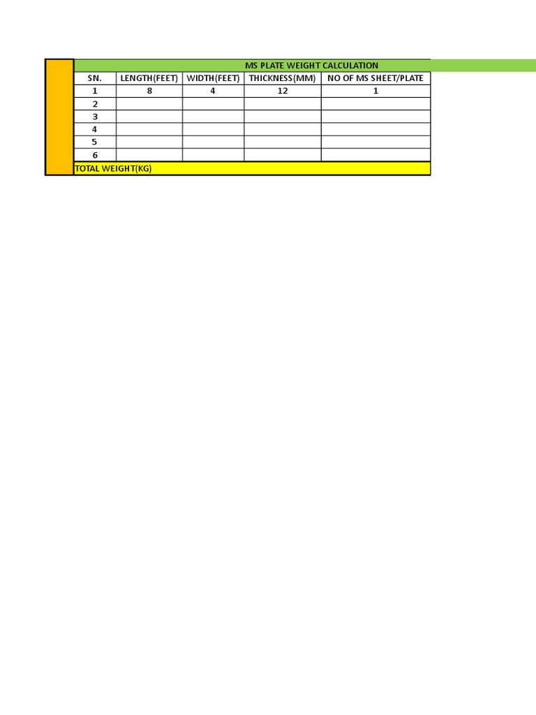 MS Plate Weight Calculation Guide | PDF