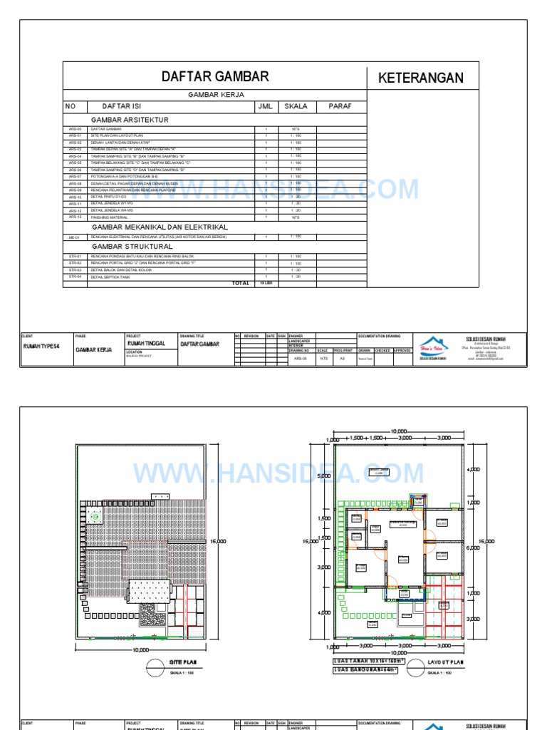 Gambar Kerja Type 54 | PDF Denah Dan Tampak Depan Rumah Type 54 Gambar Kerja Type 54 | PDF - Denah Dan Tampak Depan Rumah Type 54