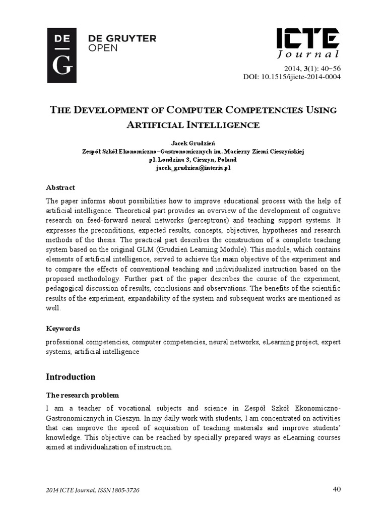 Ictejournal 2014 1 Article 4 PDF | PDF | Artificial Neural Network ...