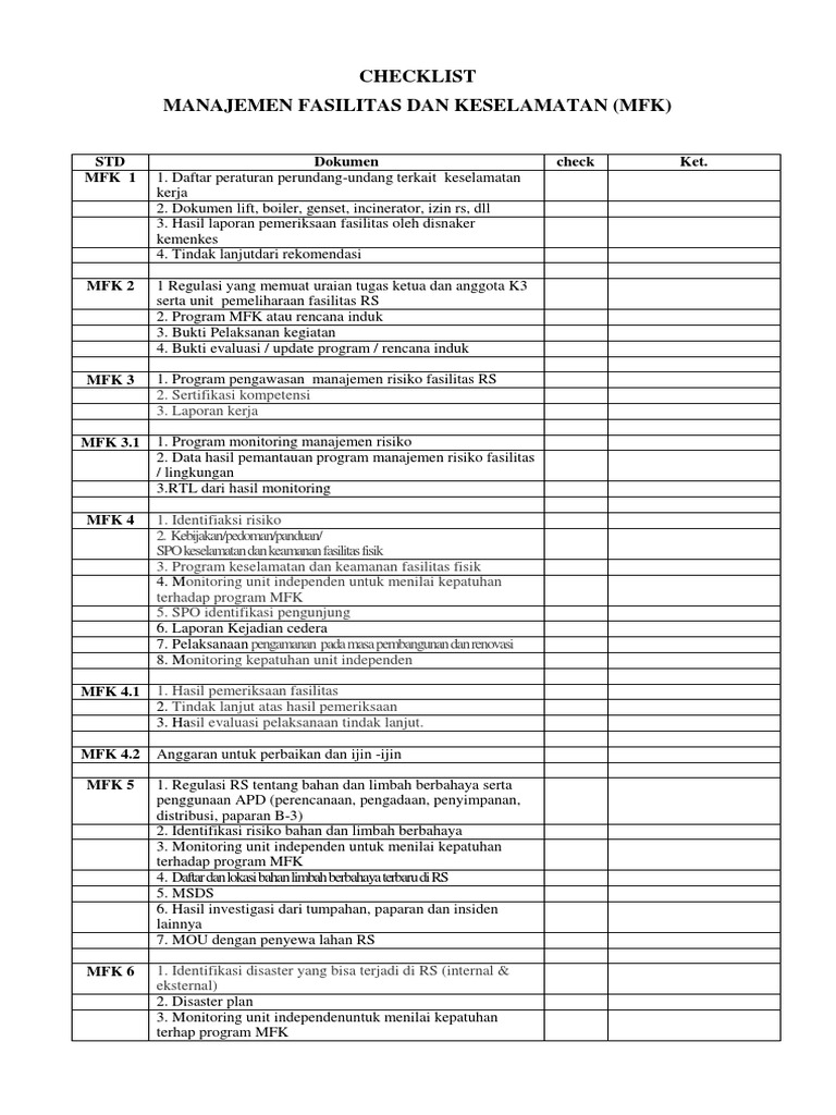 Checklist MFK | PDF