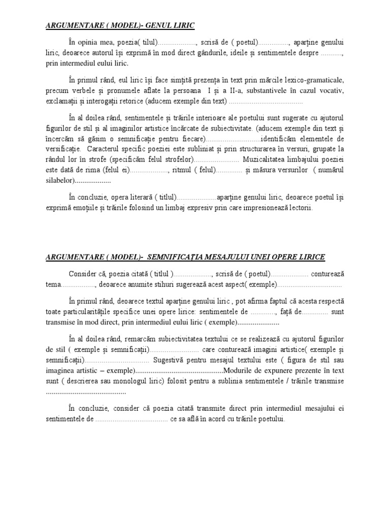 Argumentare Gen Liric 3. MODEL DE ARGUMENTARE - GEN LIRIC.docx