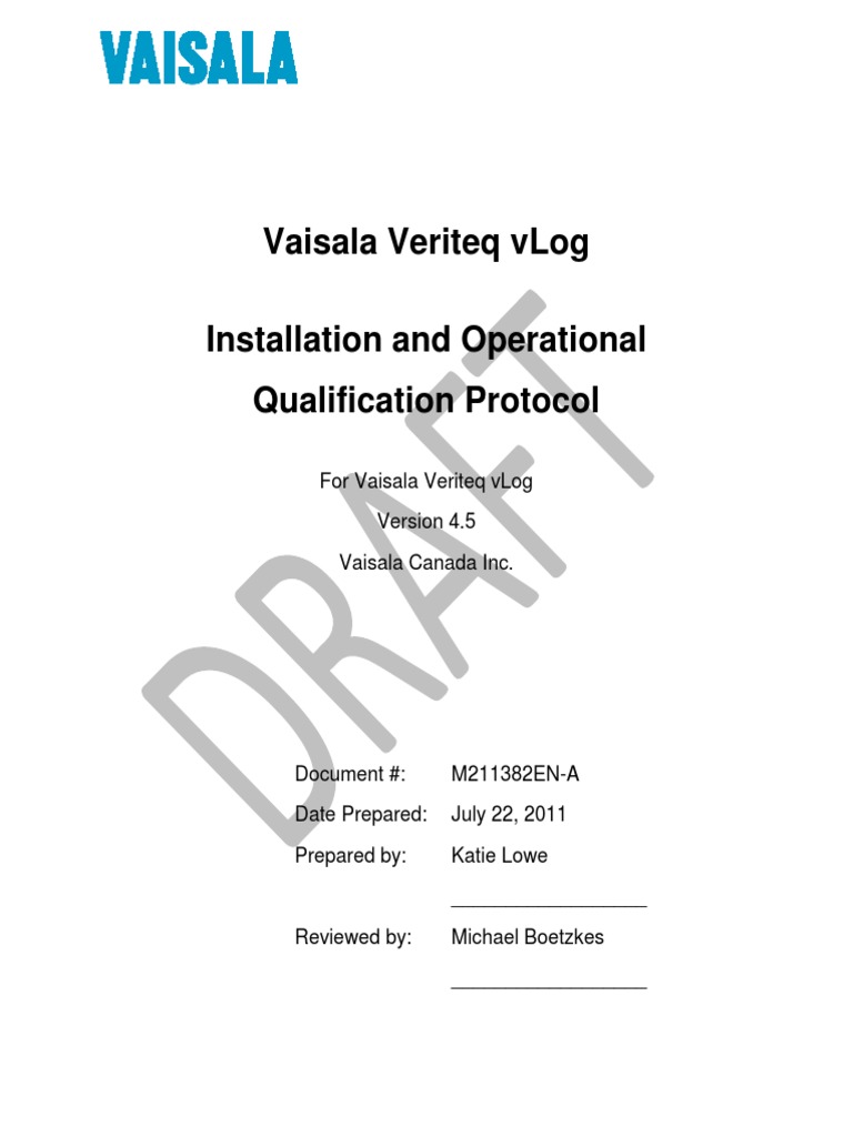 INSTALLATION QUALIFICATION PROTOCOL User Microsoft Windows