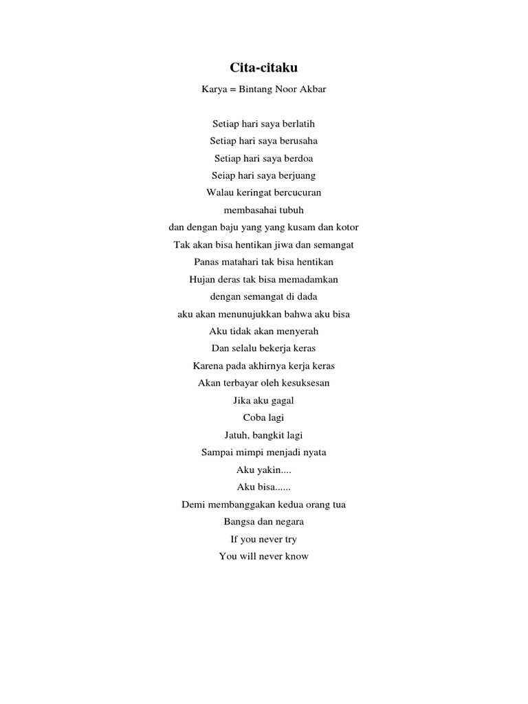 Puisi Mimpi Dan Cita Kumpulan Puisi Terbaik