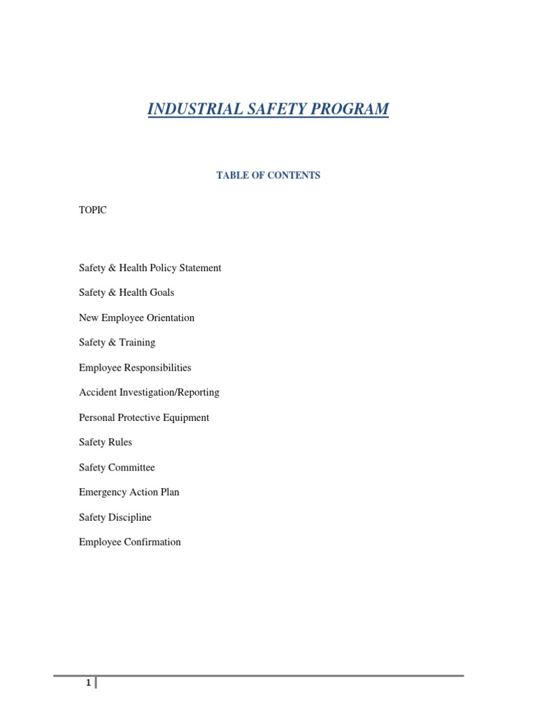 Industrial Safety Program Overview | PDF | Personal Protective ...