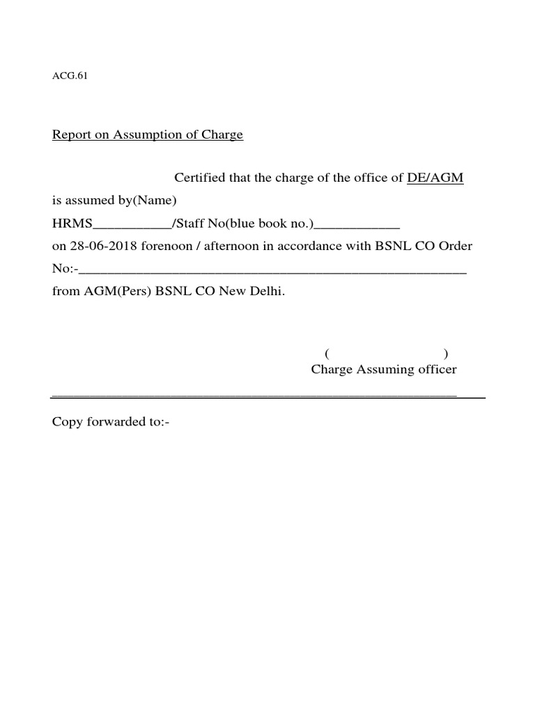 ACG.61 Charge Assumption Report | PDF