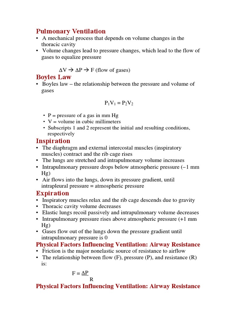 Factors Influencing Pulmonary Ventilation | PDF | Hemoglobin | Breathing