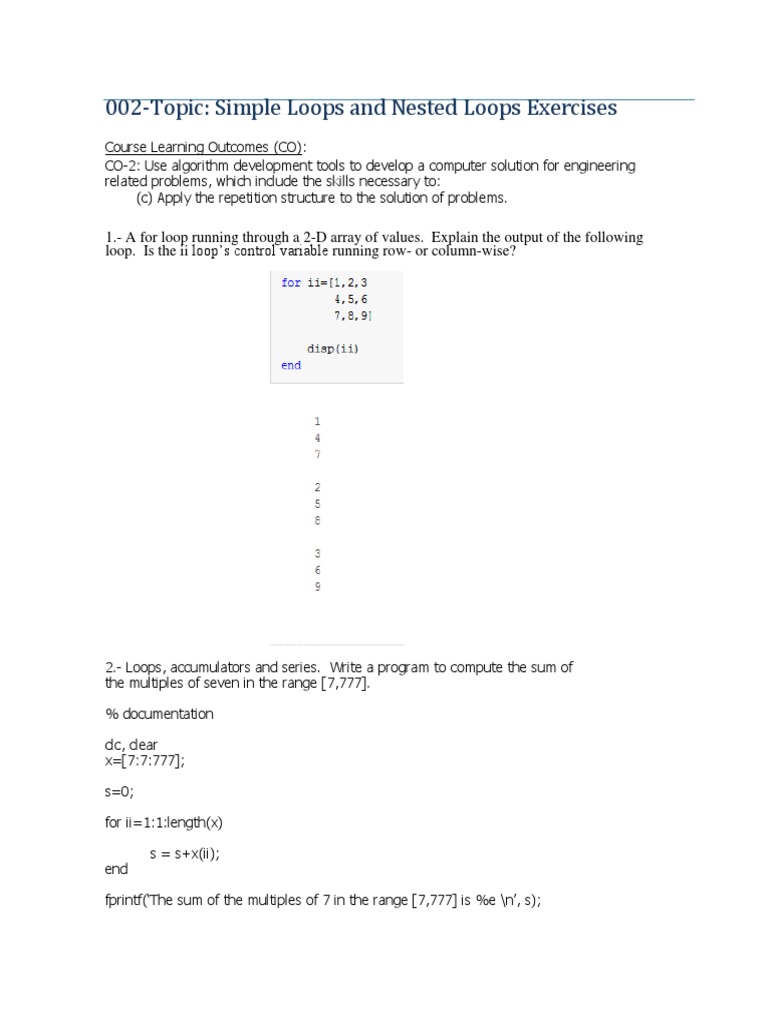 002 Loops Exercises | PDF | Control Flow | Areas Of Computer Science