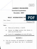 Management Programme ' Term-End Examination December, 2OO7