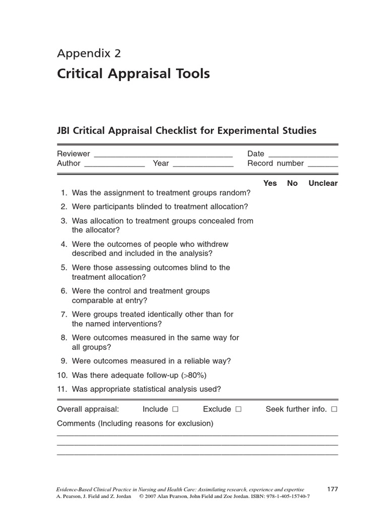 Critical Appraisal Tools: Appendix 2 | PDF | Evidence Based Medicine ...