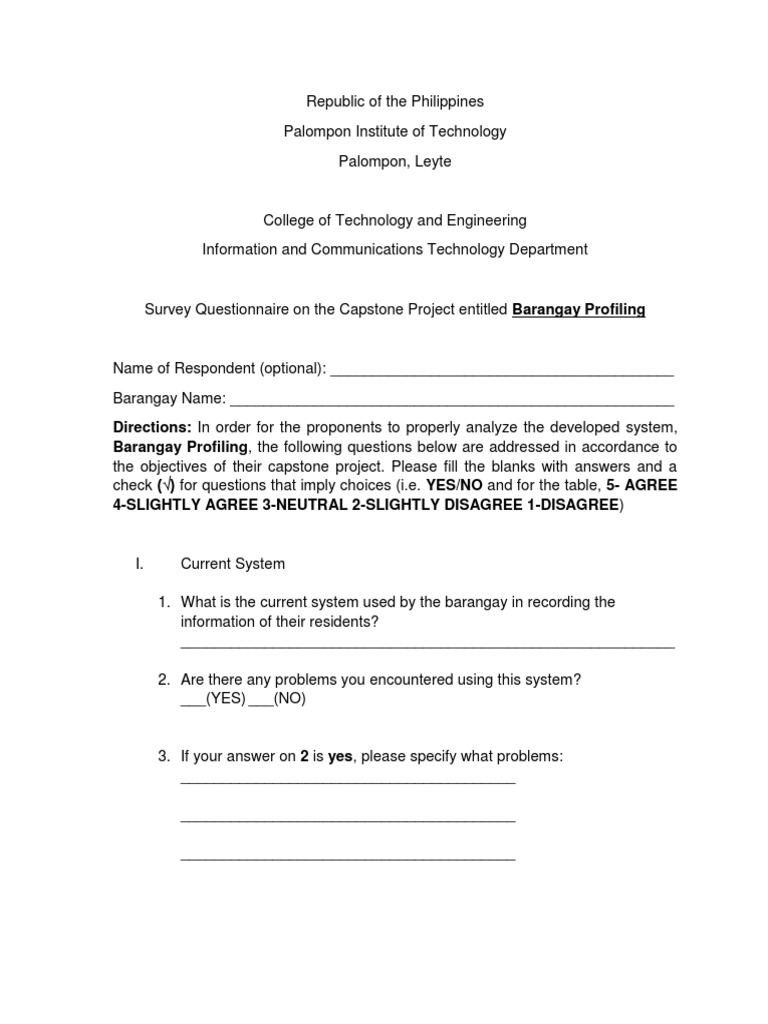 Questionnaire For Barangay Profiling 3 | PDF | Usability | Computing