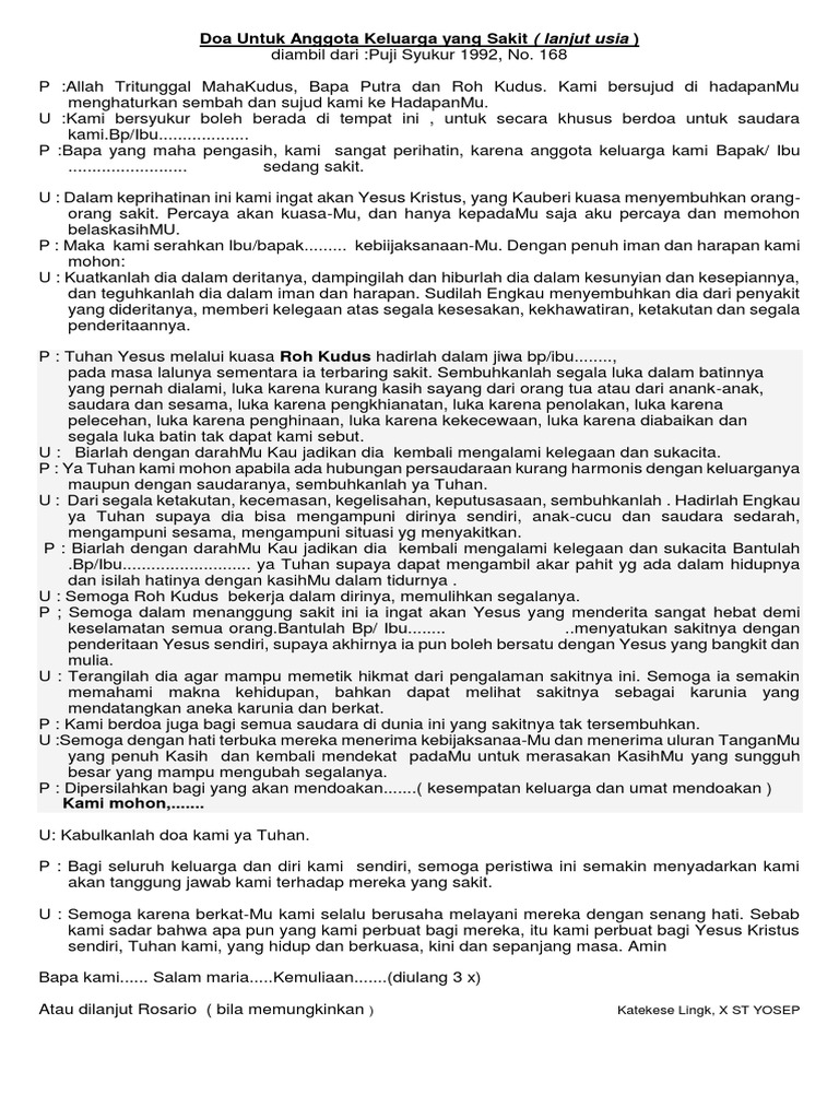 Doa Untuk Anggota Keluarga Yang Sakit Pdf