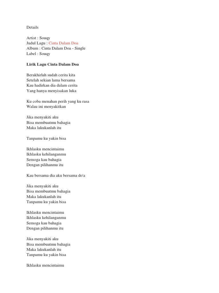 Lirik Lagu Pdf