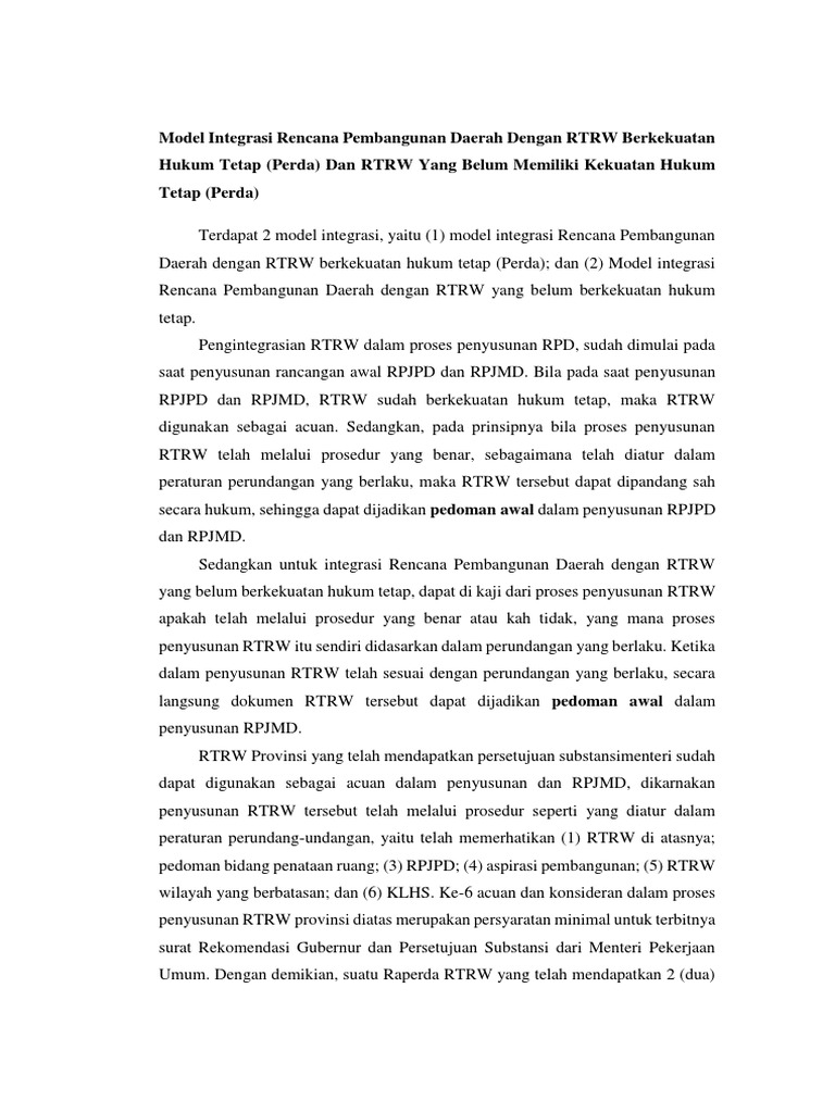 Integrasi RTRW dan RPD di Daerah | PDF | Pengelolaan Keuangan & Uang