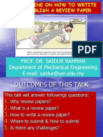 A Guideline On How To Write and Publish A Review Paper by Prof. Dr. Saidur Rahman PDF