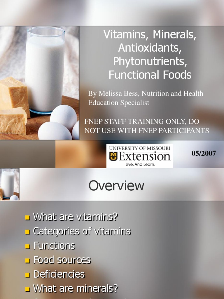 Vitamins and Minerals Overview Guide | PDF | Vitamin | Vitamin D
