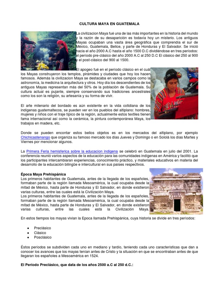 Historia de la Cultura Maya en Guatemala | PDF | Civilización maya ...