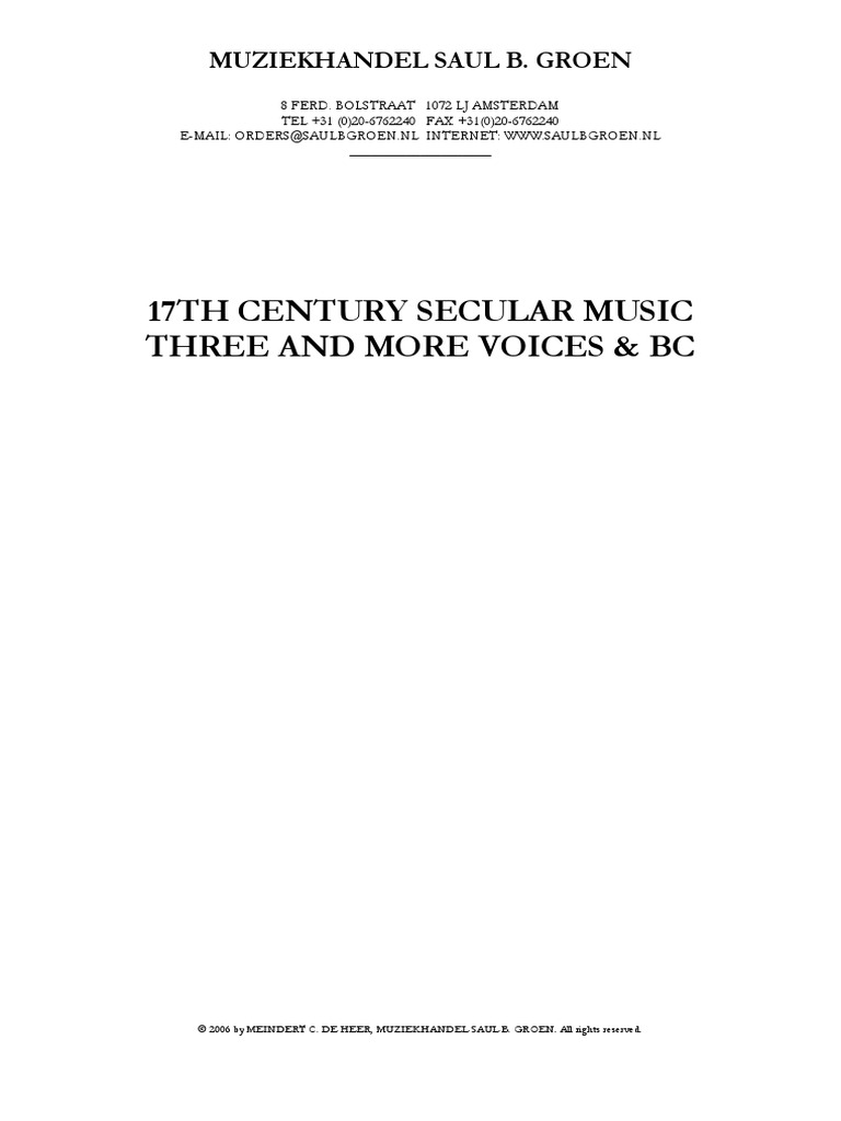 17th Century Secular Music PDF | PDF | Leisure