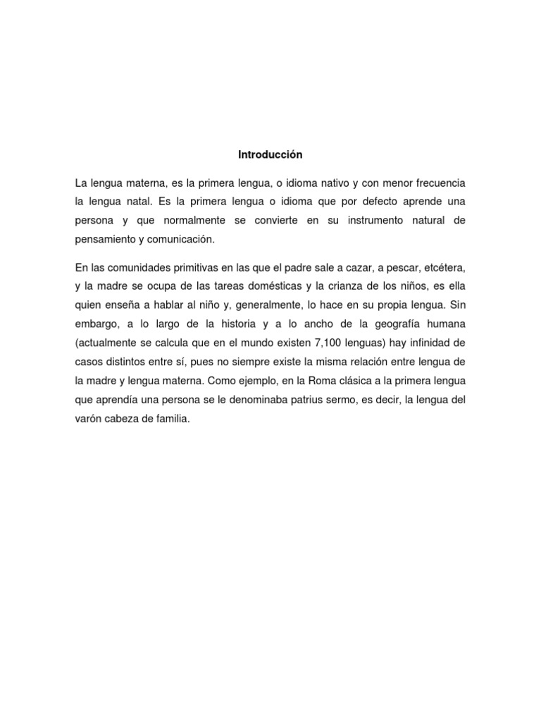 Importancia de la Lengua Materna | PDF | Primer idioma | Ciencia cognitiva