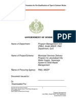 Government of Sindh: Standard Procedure For Pre-Qualification of Type-A Contract Works