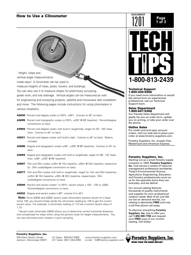 How To Use A Clinometer PDF Slope Horizon