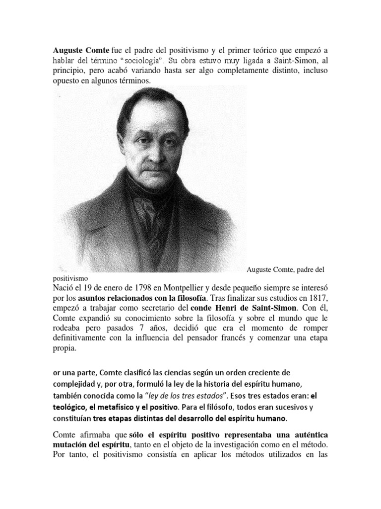 Auguste Comte PDF Emile Durkheim Sociología