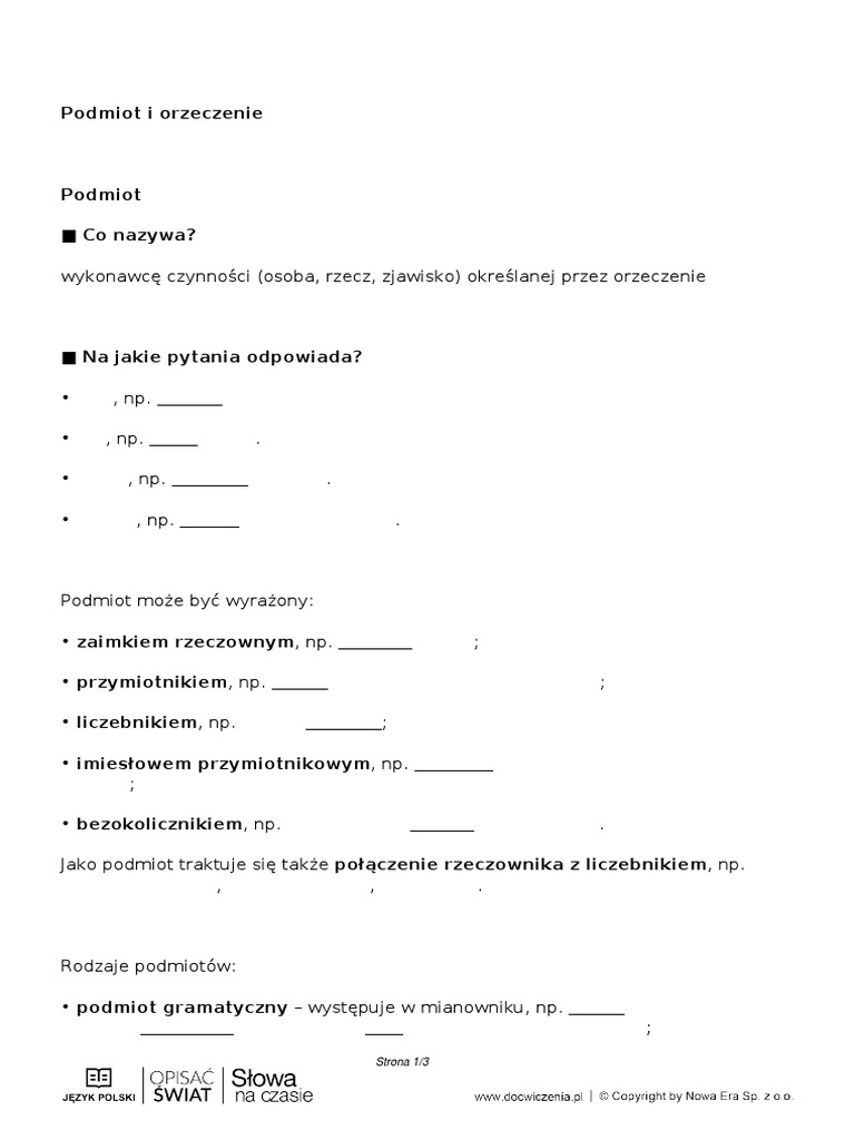 Na Jakie Pytania Odpowiada Podmiot I Orzeczenie
