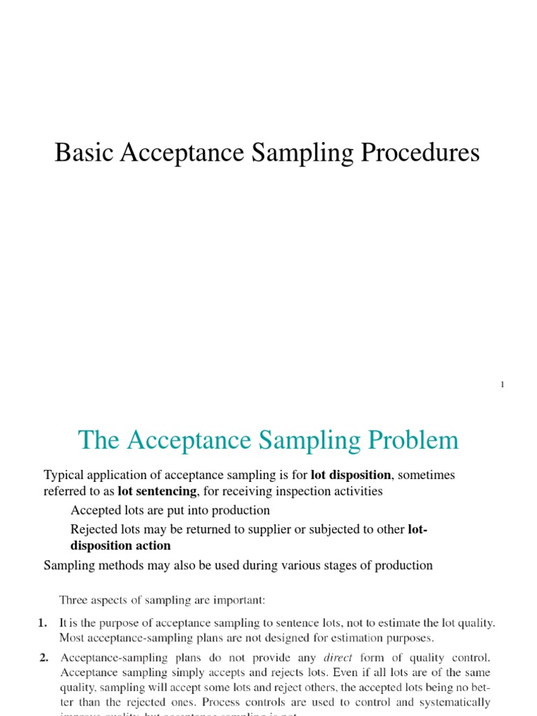 Acceptance Sampling in Quality Control | PDF | Sampling (Statistics ...